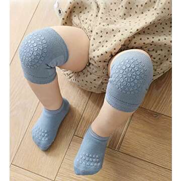 Unisex Toddler Non-Slip Knee Pads and Socks Sets for Baby Boy Girls' Crawling Learn to Walk