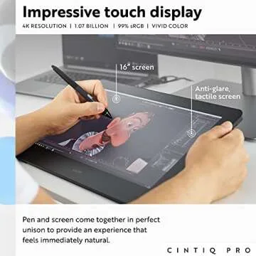 Wacom Cintiq Pro 16 Creative Pen and Touch Display (2021 Version) 4K Graphic Drawing Monitor with 8192 Pen Pressure and 98% Adobe RGB (DTH167K0A), Black