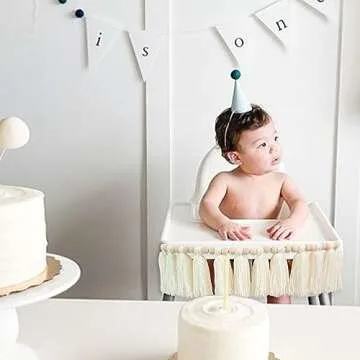 Vgaruint White Yarn Tassel Banner - Cream Wood Bead Tassel Garland Boho Decor, Beaded Tassel Bunting for Home, Boho Nursery Wall Hanging,Christmas Decor,Baby Bridal Shower Party Supplies