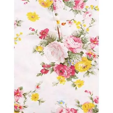 SheIn Women's Pajamas Sets Button Front Tank and Shorts Lounge Set Sleepwear White Floral Large