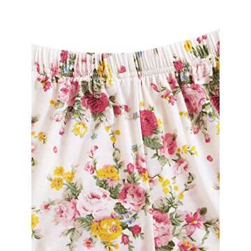 SheIn Women's Pajamas Sets Button Front Tank and Shorts Lounge Set Sleepwear White Floral Large