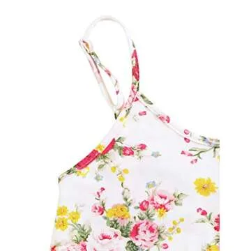 SheIn Women's Pajamas Sets Button Front Tank and Shorts Lounge Set Sleepwear White Floral Large