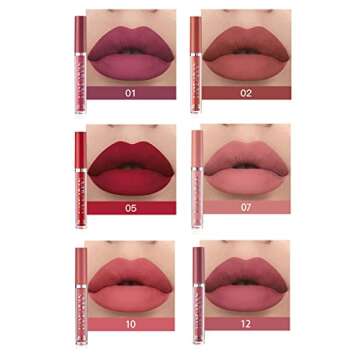 BestLand 6Pcs Matte Liquid Lipstick Makeup Set, Matte liquid Long-Lasting Wear Non-Stick Cup Not Fad...