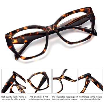 MEETSUN Blue Light Blocking Glasses for Women Men Cateye Vintage Square Anti Blue Light Glasses UV Ray Computer Gaming Glasses(Tortoise)