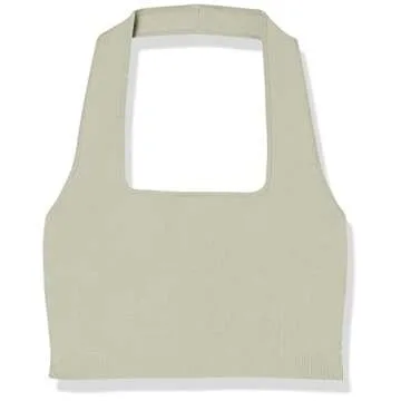 The Drop Women's Greta Fitted Square Neck Halter Sweater Bralette, Desert sage, S