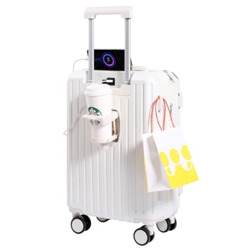 YANQIAO Carry-on Luggage with Cup Holder & USB Charging Port, Stylish Hard Side Spinner Wheels