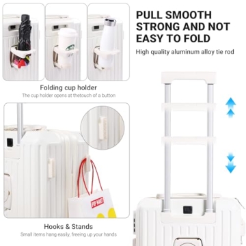 YANQIAO Lightweight 20 Inch Luggage with USB & Cup Holder