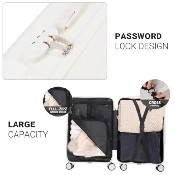 YANQIAO Lightweight 20 Inch Luggage with USB & Cup Holder