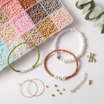 TEXGIZRLY 3mm Seed Beads for Bracelets Making, Friendship Bracelet Making Kit for Girls, 24 Colors Bead Bracelet Kit, Beads for Jewelry Making Kit, DIY, Arts, Crafts Gifts Age 4+ (3MM-C)