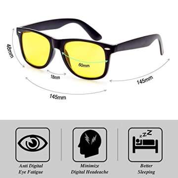 GYsnail Blue Light Blocking Glasses for Men, Eye Strain Fatigue Relief and Better Sleep，Computer Gaming Glasses Women (Black Frame Yellow lens)