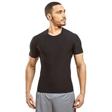 Sweat Shaper Men's Athletic Tee, Short Sleeve Compression T-Shirt, Performance Baselayer Workout Shirt (Black, 3X-Large)