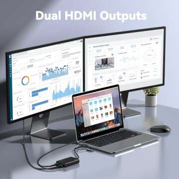 LIONWEI USB 3.0 & USB C to Dual HDMI Adapter for MacBook Pro/Air, HDMI Splitter for 2 Monitor with 4...