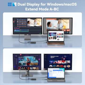 LIONWEI USB 3.0 & USB C to Dual HDMI Adapter for MacBook Pro/Air, HDMI Splitter for 2 Monitor with 4K & 1080p HDMI for Mac, Windows, Thunderbolt 3/4, Lenovo, Thinkpad, XPS, and More USB A or C Device