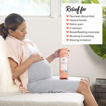 Pandabelle Hot & Cold Reusable Perineal Ice Pack with 4 Washable Cotton Sleeves & Carry Bag for Post...