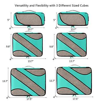 BAGAIL 6 Set Packing Cubes,Travel Luggage Packing Organizers(6Set Turquoise)