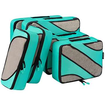 BAGAIL 6 Set Packing Cubes,Travel Luggage Packing Organizers(6Set Turquoise)