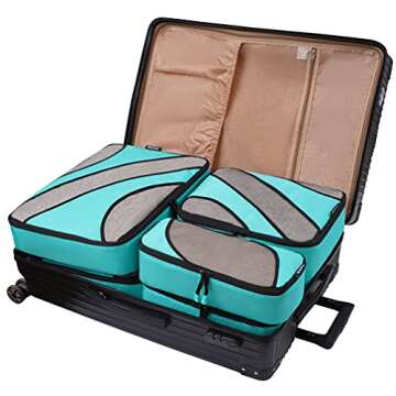 BAGAIL 6 Set Packing Cubes,Travel Luggage Packing Organizers(6Set Turquoise)