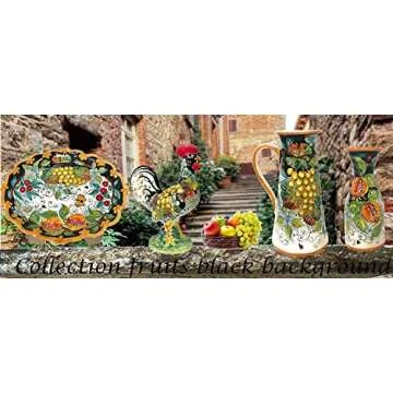 CERAMICHE D'ARTE PARRINI - Italian Ceramic Spoon Rest Holder Decorated Grape Background Black Pottery Art Hand Painted Made in ITALY Tuscan