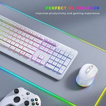 Wireless Keyboard and Mouse Combo Backlit, seenda Rechargeable Full-Size Illuminated Wireless Keyboa...