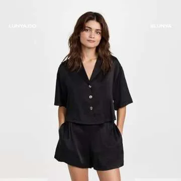Elegant Lunya Women's Washable Silk Shorts Set in Black