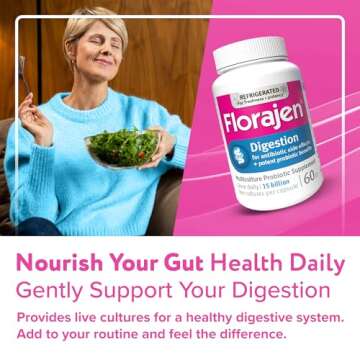 Florajen Digestion Probiotics (Refrigerated) - Advanced Gas & Bloat Supplement with Lactobacillus, Supports Gut Health, Unbloat & Good Flora, Adult Daily Probiotics for Constipation, 60 Count