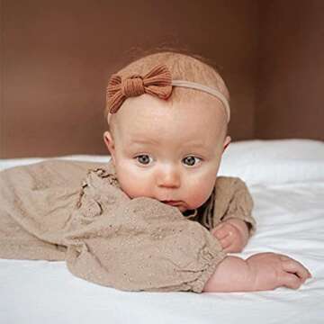 Niceye Pack of 12, Baby Girls Headbands Hair Bows Stretchy Nylon Hairbands for Newborn Infant Toddler Hair Accessories