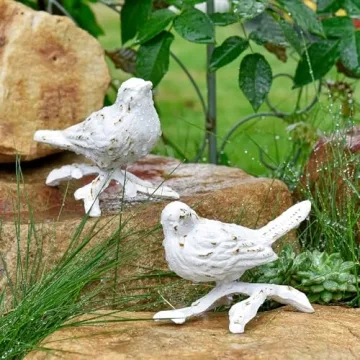 Sungmor Cast Iron Small Bird Statues Set of 2 Unique Collectible Decor