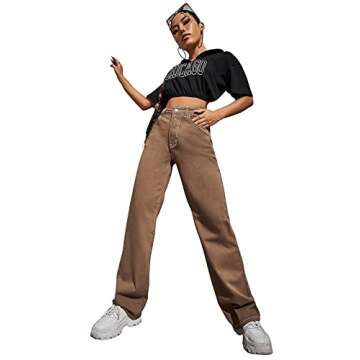 SweatyRocks Women’s Boyfriend Jeans High Rise Mocha Brown