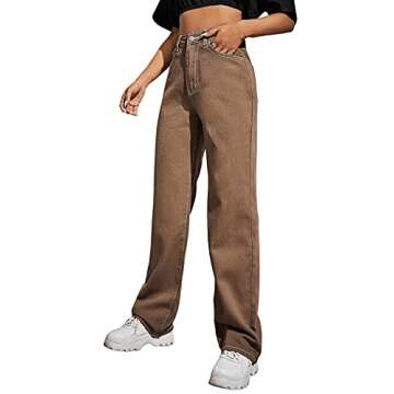 SweatyRocks Women’s Boyfriend Jeans High Rise Mocha Brown