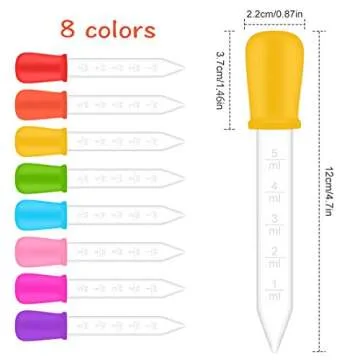 BAGTeck 8 Pack Liquid Droppers Silicone 5ml Clear Liquid Medicine Eye Dropper with Bulb Tip for Kids Candy Mold,Candy Molds Gelatin Maker,Industrial Science and Crafts Projects