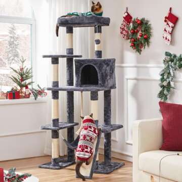 Yaheetech Large Multi-Level Cat Tree, 63 Inches Tall with Sisal-Covered Scratching Posts, Condo, Ham...