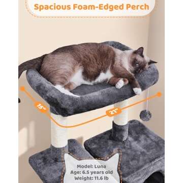 Yaheetech Large Multi-Level Cat Tree, 63 Inches Tall with Sisal-Covered Scratching Posts, Condo, Hammock, Dangling Ball, and Extended Platform for Cats to Play and Sleep