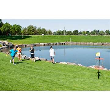 Park & Sun Sports Portable Frisbee/Disc Golf Steel Target Goal with Basket: Deluxe Set Includes 6 Di...
