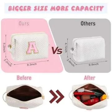 Personalized Initial Makeup Bag for Gifts and Travel