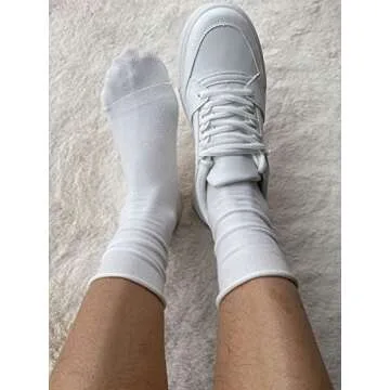 Doitall Women Roll Cuff Socks Womens Loose Casual Cotton Ruffle Slouch Crew Socks Cute White Socks Size 5-7
