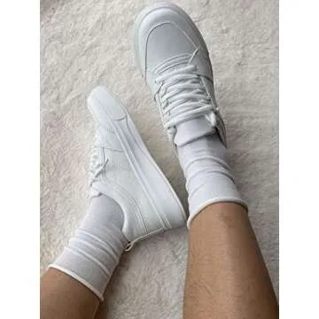 Doitall Women Roll Cuff Socks Womens Loose Casual Cotton Ruffle Slouch Crew Socks Cute White Socks Size 5-7