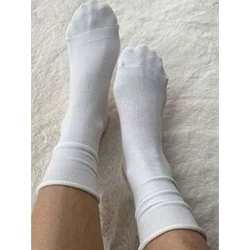 Doitall Women Roll Cuff Socks Womens Loose Casual Cotton Ruffle Slouch Crew Socks Cute White Socks Size 5-7