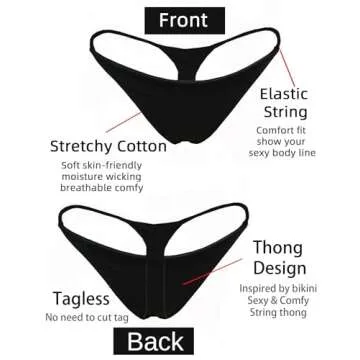 Cotton Thongs for Women Sexy Seamless Woman G String Panties 3 Pack Set (White, X-Small)