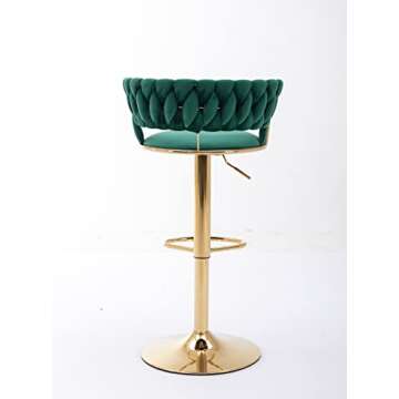 Zushule Modern Bar Stools - Set of 2 Counter Height Bar Stools for Kitchen, Sillas para Barra de Cocina - Velvet Bar Chair - Dining Stools with Back and Arm for Home Bar Furniture. (2 Pack,Emerald)