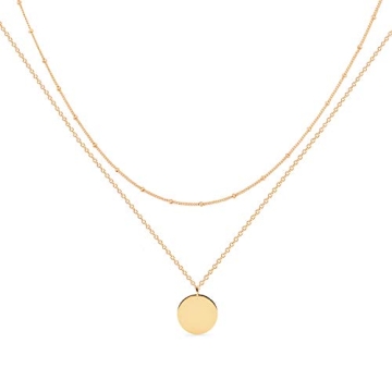 MEVECCO Gold Layered Necklace, 18K Gold Disc/Circle Bead Chain Dainty Elegant Simple Layer Necklace ...