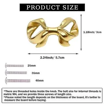 Redeam Thick Brass Bow Shape Cabinets Knobs for Cabinet Drawer Cupboard Pulls Handle Perfect Decor Furniture Accessories 2 Pieces Gold