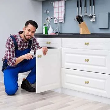 Redeam Thick Brass Bow Shape Cabinets Knobs for Cabinet Drawer Cupboard Pulls Handle Perfect Decor Furniture Accessories 2 Pieces Gold