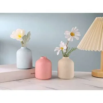 Ceramic Vase - Small Beige Vase, Modern Minimalist Ceramic Vase, Dried Flower Vase, Living Room Decoration, Flower Arrangement Decorative Shooting Props, (Beige)