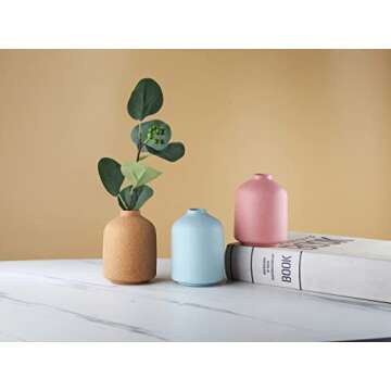 Ceramic Vase - Small Beige Vase, Modern Minimalist Ceramic Vase, Dried Flower Vase, Living Room Decoration, Flower Arrangement Decorative Shooting Props, (Beige)