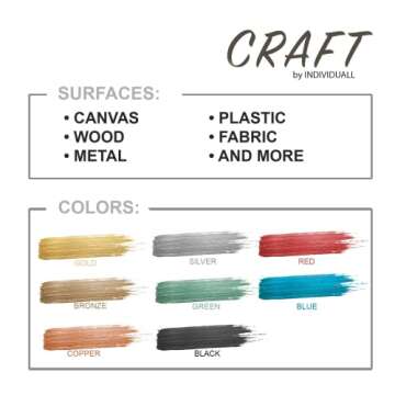 Craft Metallic Paint Set of 8 - Premium Shiny Metallic Colors for Art and DIY Projects