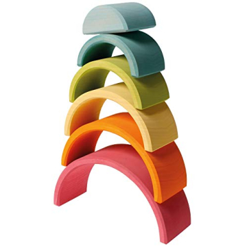 Grimm's Pastel Rainbow Stacker Toy for Creative Play