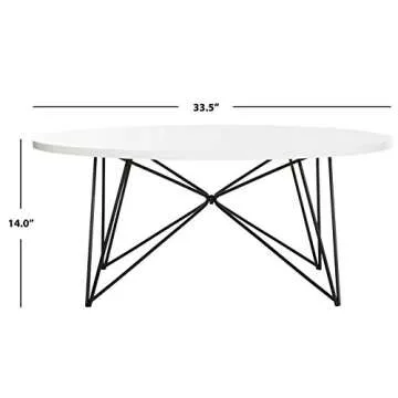 Safavieh Home Collection Maris Modern White Lacquer Round Hairpin Leg Coffee Table