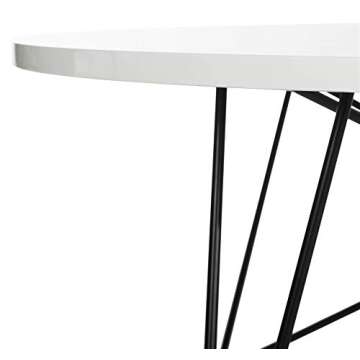 Safavieh Home Collection Maris Modern White Lacquer Round Hairpin Leg Coffee Table