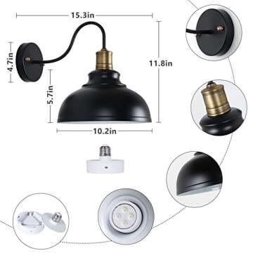 Larkar Modern Style Battery Operated Wall Sconces Set of 2, Battery Run Remote Control Non Hardwired...