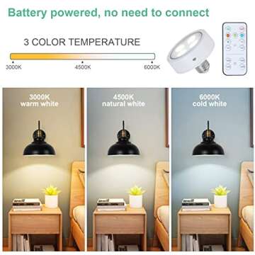 Larkar Modern Style Battery Operated Wall Sconces Set of 2, Battery Run Remote Control Non Hardwired Classic Wall Light Fixture Wall lamp for Indoor, Restaurants, Loft, Staircase